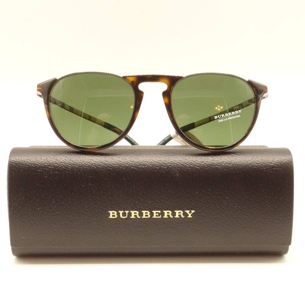 NWT BURBERRY Brown Round Tortoise Metal Sunglasses